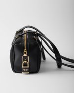 Re-Nylon and Leather Medium Top-Handle Bag With Padlock - Image 3